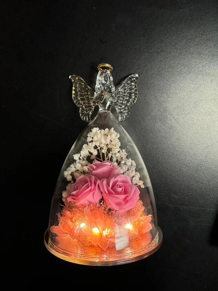 Regalo para mamá día de la madre, rosa flor real preservada en ángel de cristal grande... Foto 2 de 4