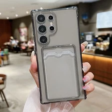 Clear Card Holder Slot Bumper Case For Samsung S24 S23 S22 S21 Ultra Plus S20FE