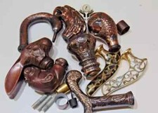 Antique head LOT OF 9 Victorian Handle Wooden Walking Stick Cane