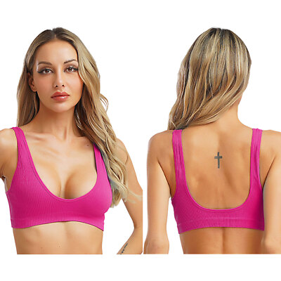 Women 1/4 Cups Bra Push Up Sports Wireless Deep V Neck Bra No Underwire Bralette
