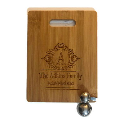 Family Name Initials Bamboo Cutting Board Wedding Gift CUSTOM  Engraved Wood 