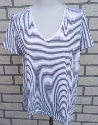 MANGO-Damen Shirt-kurzer Arm-schwarz/weiß gestreift-Größe L-wie NEU