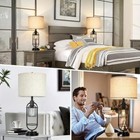 Set Of 2 Top & Below Cadott Black Metal USB Table Lamp