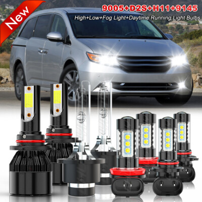 Para For Honda Odyssey 2011-17 HID/LED de faros alto/bajo + luz antiniebla + DRL