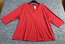 Lane Bryant Women’s Plus NWT Festive Red VNeck 3/4 Sleeve Blouse Top Shirt 26/28