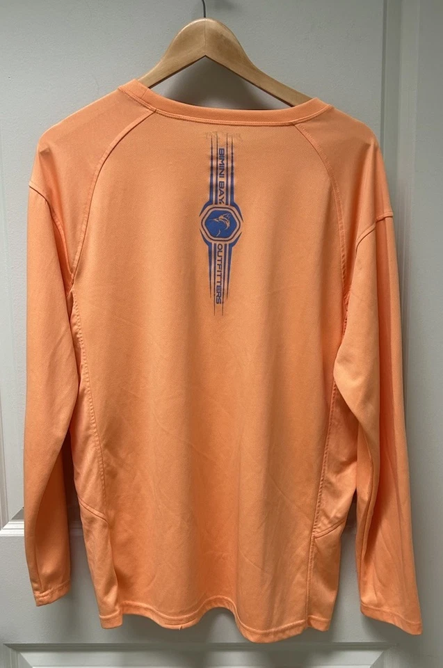 Bimini Bay 男式长袖橙色衬衫大号户外钓鱼滑雪划船 — 第 2/4 张图片