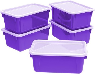 Small Cubby Bins   Plastic Storage Containers for Classroom with Non-Snap Lid...