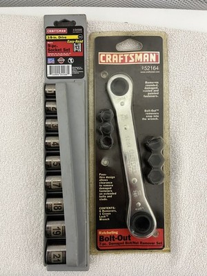 Vintage Craftsman 3/8 Steckschlüsselsatz und Schraubenausdreher Konvolut - Made in USA