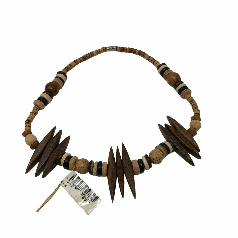 Collar Boho Hawaiano Surfer Joyería Marrón Coco Madera Cuentas 16 1/2" Hecho a Mano Foto 4 de 4