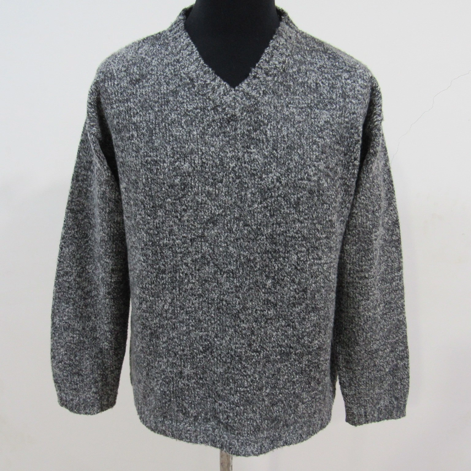 Men's V Neck Jumper Wool Blend Multi Chest 42/44 Size L SKU Y13452