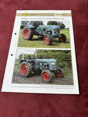 Kramer Traktor Dieselschlepper K45, KA330, KLD 330, 1955 Weltbild Prospekt