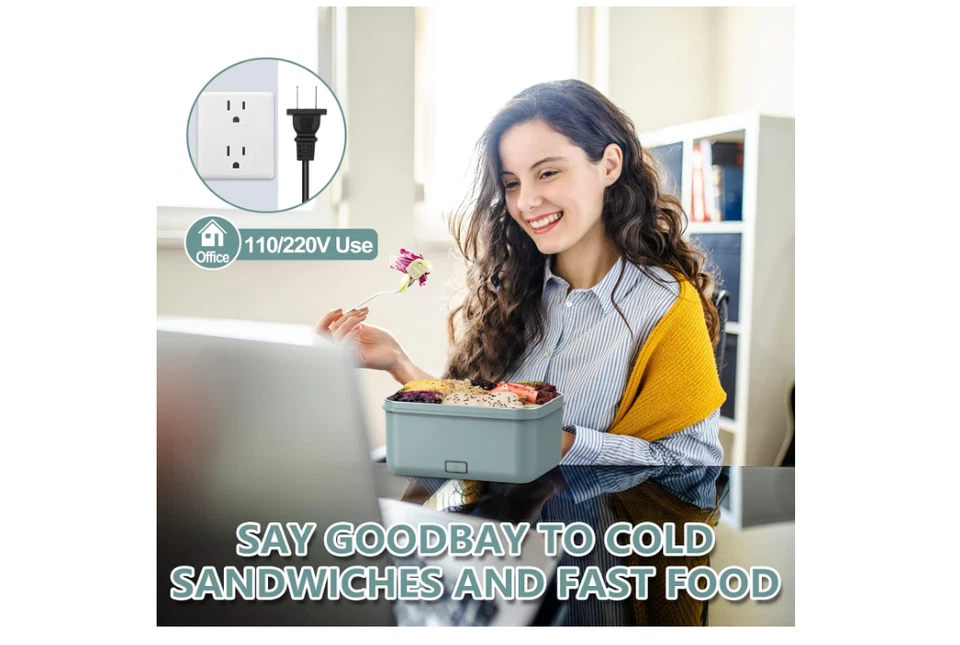 Calentador Eléctrico Portatil De La Comida De La Fiambrera Para Coche Oficina Foto 3 de 4