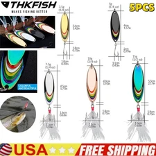 5PCS Fishing Spoons Lures Fishing Spoons Hard Metal Spoon Lures with Treble Hook