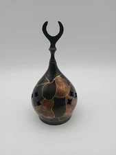 Vintage Incense Burner Metal Lid Onion Dome Cresent Moon & Pierced Stars 5"