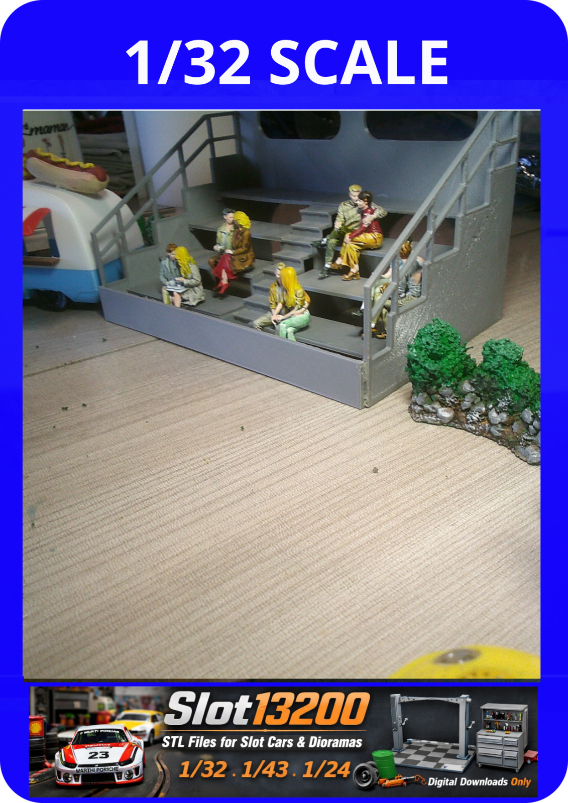Figurines peintes 1/32 pour habiller les stands de slot racing et dioramas