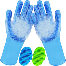 Dog Washing Gloves and Dog Shampoo Brush 4PCS , Dog Bath Brush Scrubber
