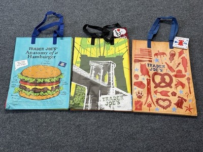 TRADER JOE'S - 3 Reusable 6 Gallon Capacity Grocery Bags - NEW - NWT