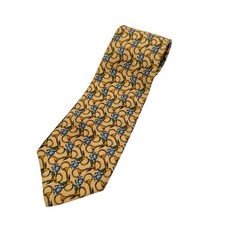 Burberrys London Silk Tie Gold Equestrian Bit Chain Floral Vintage 3.5"