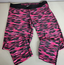 Nike Womens Cropped Leggings   Size L   Pink/Black Geometric   Dri  FIT   Stretch