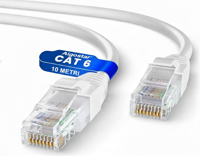 CAVO DI RETE ETHERNET 10 METRI 10 MT LAN PLUG RJ45 UTP CAT6 LAN ROUTER AIGOSTAR