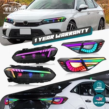 RGB LED Headlights + Taillights for 2022-2025 Honda Civic Sedan Front Rear Lamps