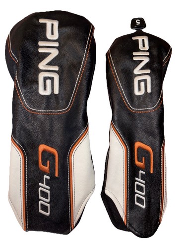 PING G400 Driver & 5 Wood Golf Club Head Cover Set 2 Covers Black White Orange