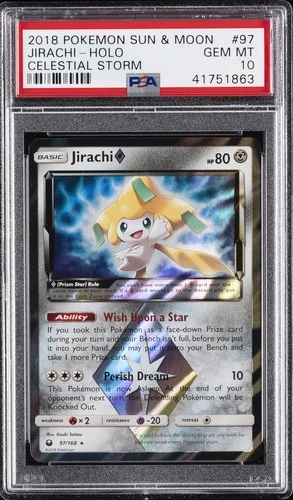 2018 POKEMON SUN & MOON CELESTIAL STORM #97 JIRACHI-HOLO PSA 10