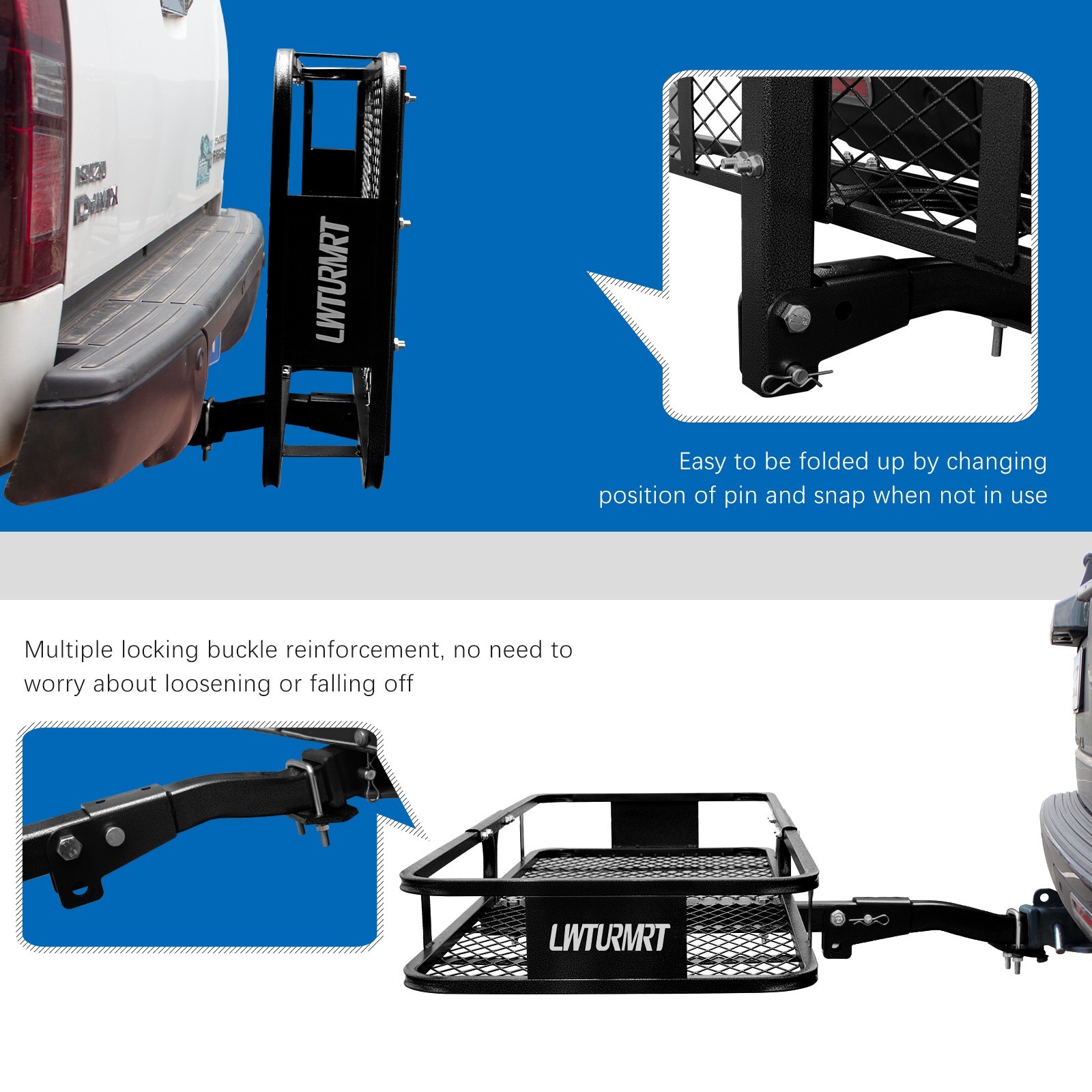 Cargo Carrier Hitch Mount Folding Cargo Basket Rack 500lb For Car SUV Camping