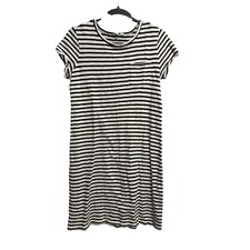 Gap Womens Black White Striped Cotton Short Sleeve T-Shirt Pocket Mini Dress S