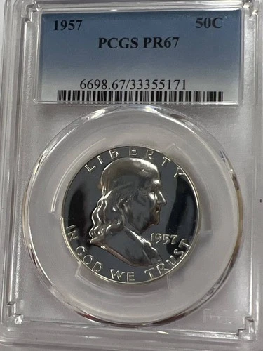 1957 50C Franklin Half Dollar Coin PCGS PR 67
