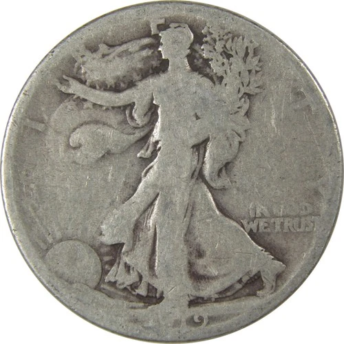 1919 D Liberty Walking Silver Half Dollar AG About Good SKU:I23983