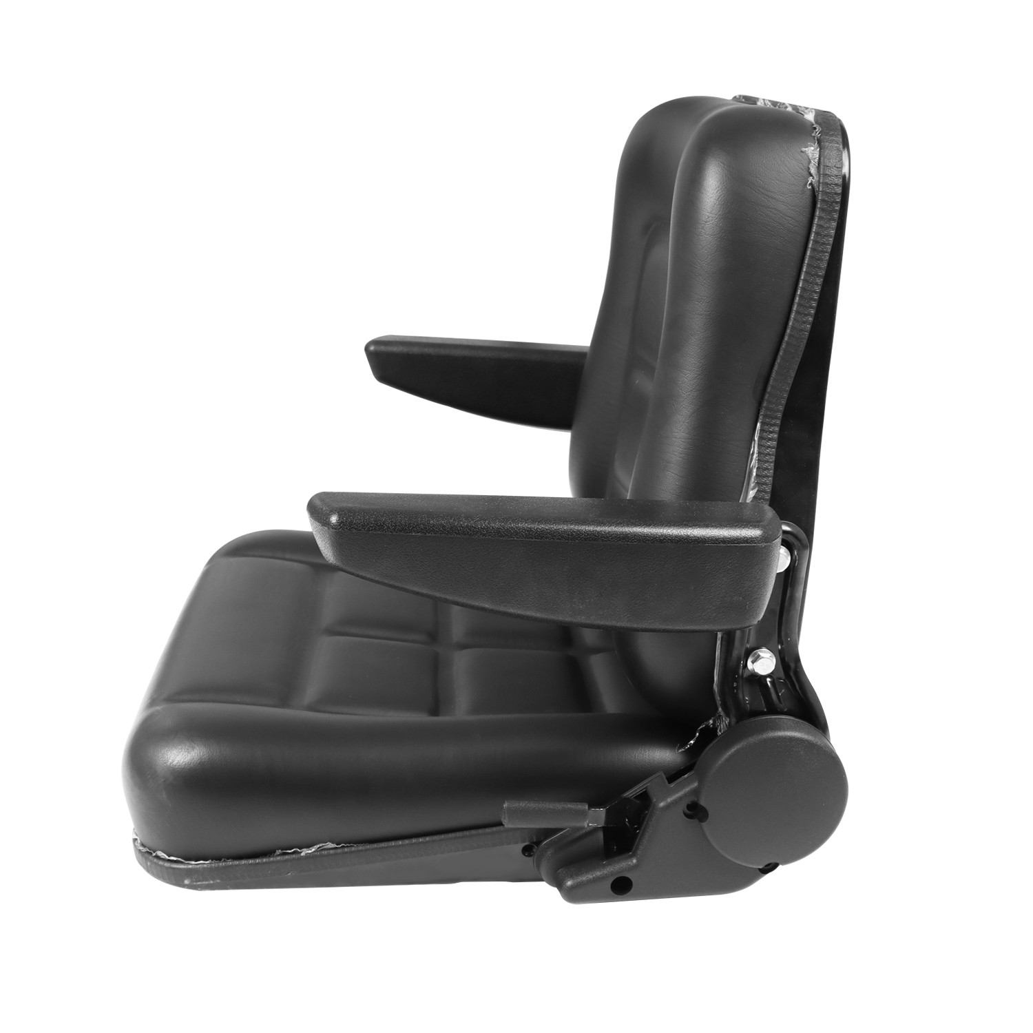 Universal Black Lawn Mower Forklift Tractor Seat W/ Sliding Track Armrest New