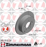 2X Zimmermann Bremsscheibe Coat Z 285.3512.20 FüR Hyundai KIA Sportage Trajet SL