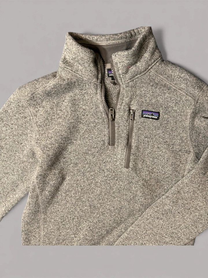 Patagonia Better Sweater 1/4 Zip Fleece Gray Youth 14 XL Heather Knit Pullover - Image 2 of 4
