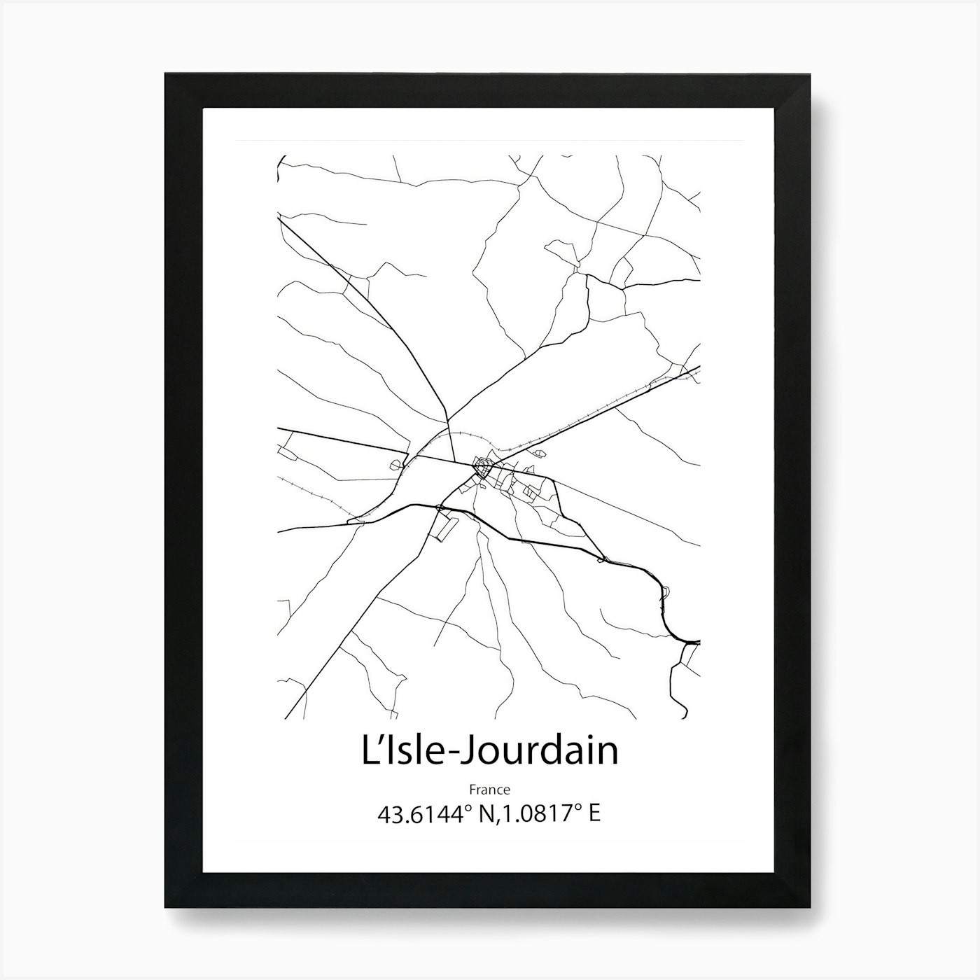 L Isle Jourdain,France Minimalist M Framed Wall Art Poster Canvas Print Picture
