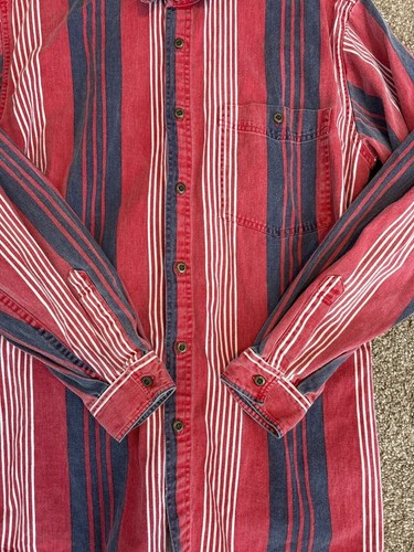 Vintage 80's Men's Gitano Red/White/Blue Stripe Cotton Shirt Size M - Picture 5 of 10