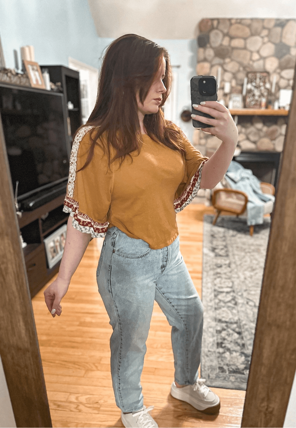 Vintage high-waist mom jeans for a retro fashion statement-image