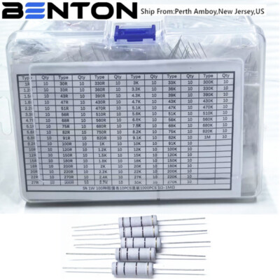 5% 1 - 1MOhm 1 Watt 1000pcs  Resistors Kit Resistors Assortment kit 100 Values