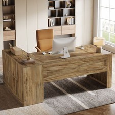 Tribesigns 70.8" L-Shaped Executive Desk Large Office Computer Table w/ Cabinet