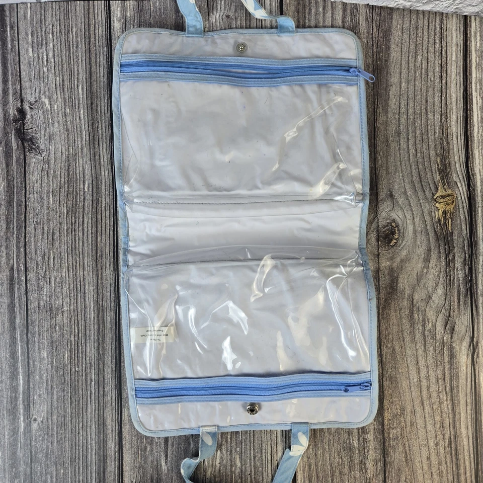 Avon Blue & White Flower Travel/Make Up Foldable Carry Case READ - Image 2 of 4