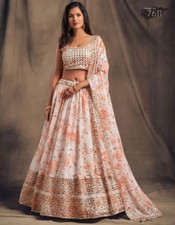 New Designer Organza Lehenga Choli With White Dupatta For Reception Function