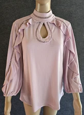 NEW YORK & COMPANY Womens Blouse Medium  7th Avenue Design Studio Blush PInk NWT