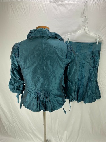 Dolcezza Women's Teal Taffeta Skirt Suit S Steam Punk - Picture 4 of 6