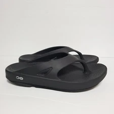 B48 OOFOS Women’s Recovery Oolala Luxe Black Thong Sandals - Women's US 9