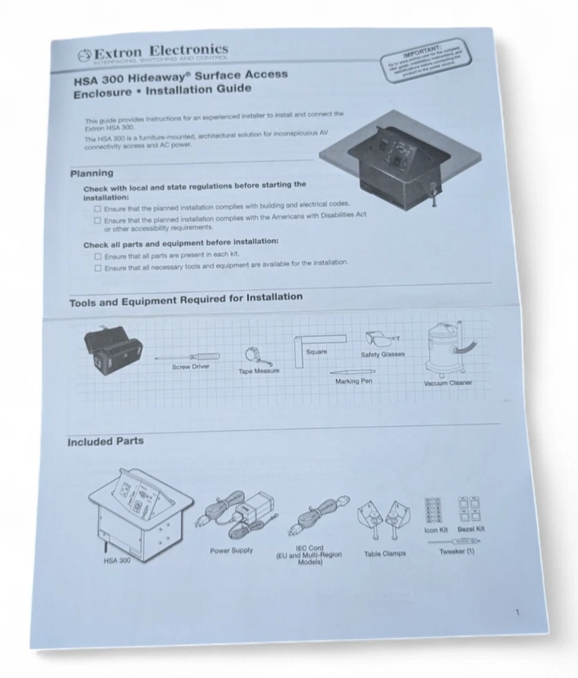 Extron 60-1422-0J Hideaway HSA 300 Enclosure w/ AV Connectivity AC & USB Power - Image 3 of 4