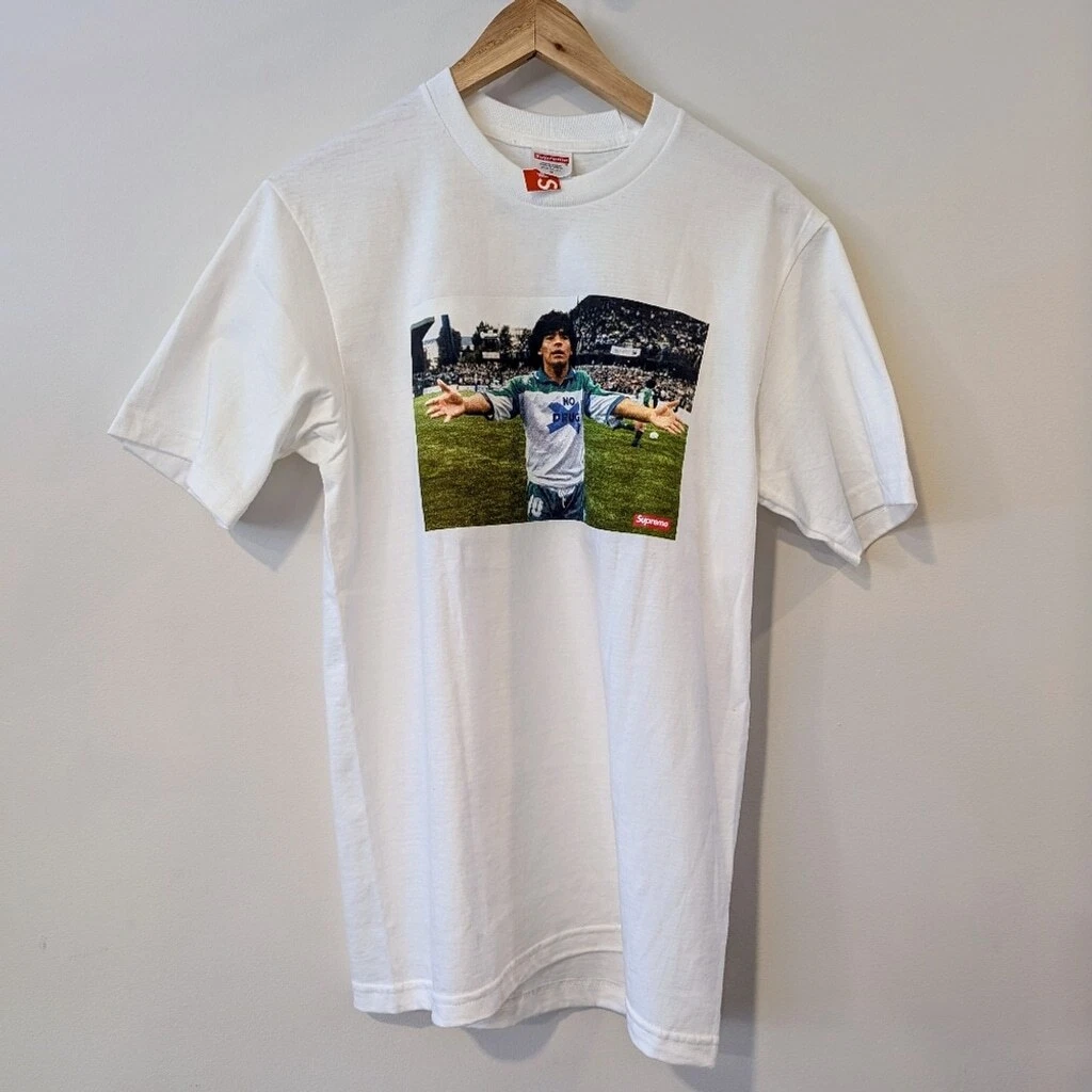Supreme   Maradona   Rare, 100% coton, T shirt blanc, 24SS