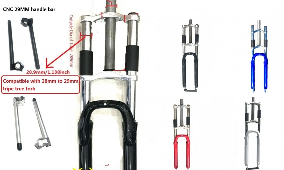 DONSP1986 26'' Red Bicycle Fork Suspension, Headset & CNC 29mm Handle Bar - Image 3 of 4