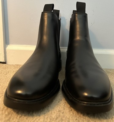 H&M Black Leather Classic Chelsea Pull On Boots - Men display picture 3