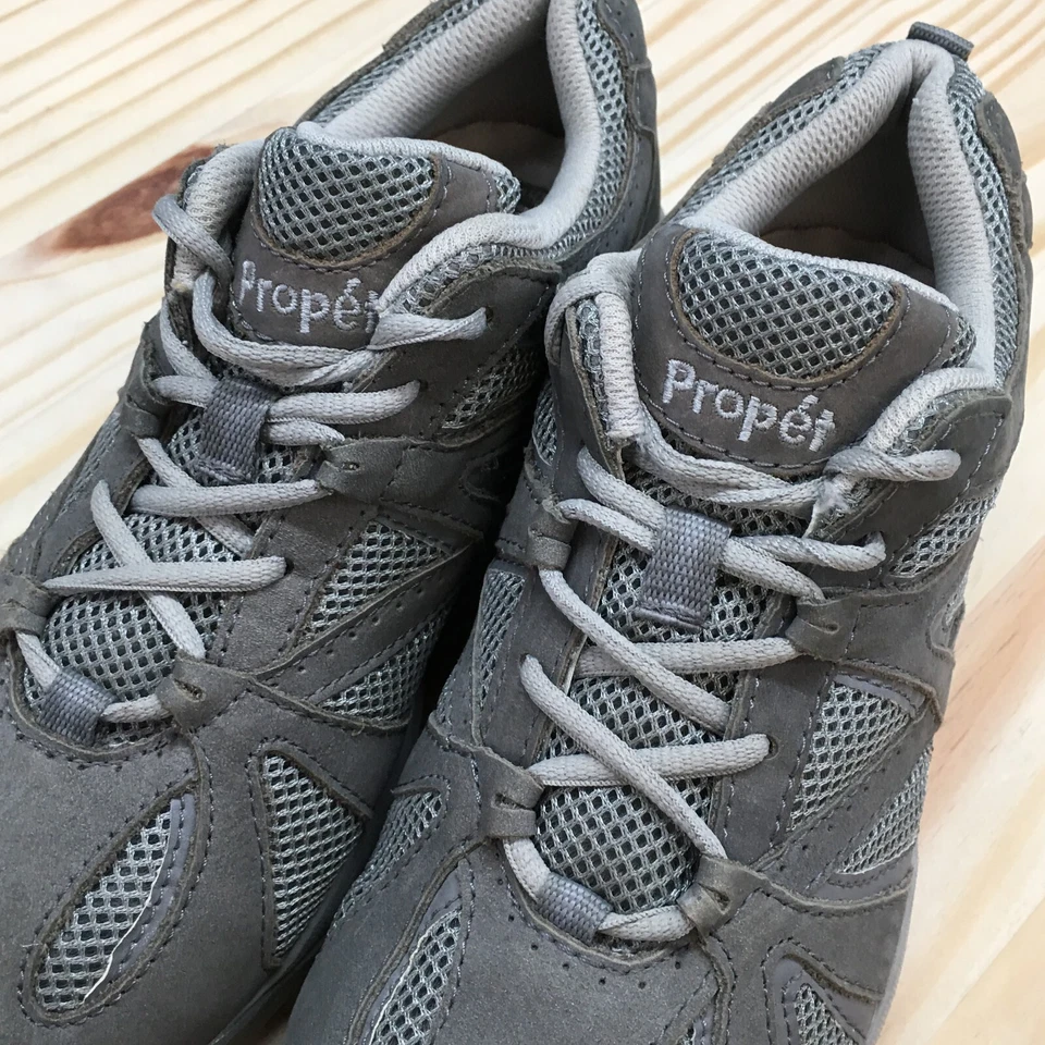 Propet Zapatos Mujer 7 M(B) Estabilidad Caminante Tenis Gris Cuero Parte Superior Baja W7100 Foto 4 de 4