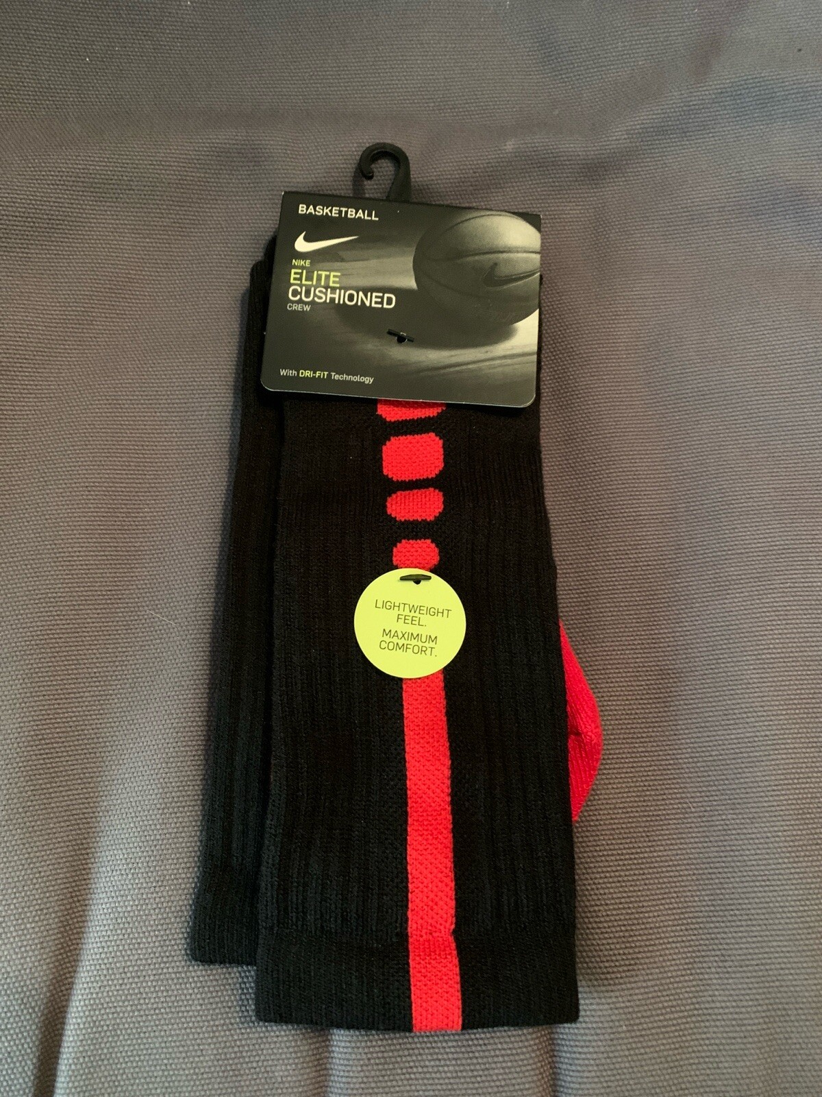 Nike Elite 1.5 Basketball Crew Socks Black/Red SX5593-010 - Men’s Size L (8-12)